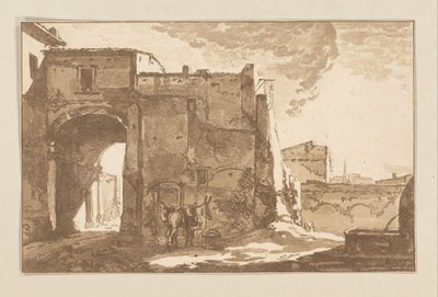 Portão com viajante e mula de Cornelis Brouwer