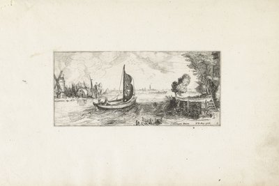 Barco em um rio Paisagens (título da série) de Cornelis Claesz van Wieringen (possibly)
