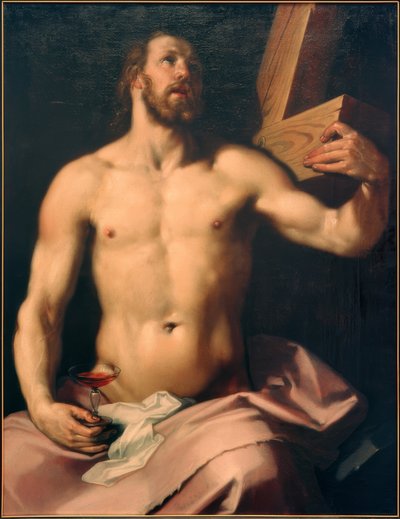 Cristo com cálice e cruz eucarística de Cornelis Cornelisz