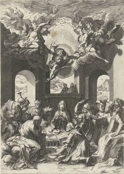 Adoração dos pastores de Cornelis Cort