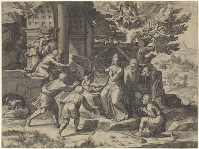 Adoração pelos pastores de Cornelis Cort