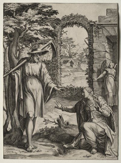 Cristo aparecendo em Maria Madalena, 1567. de Cornelis Cort