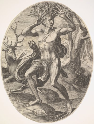 Cyparissus do conjunto Os Deuses Rurais, 1565. de Cornelis Cort