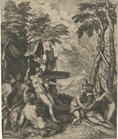 Diana descobre a gravidez de Callisto . de Cornelis Cort