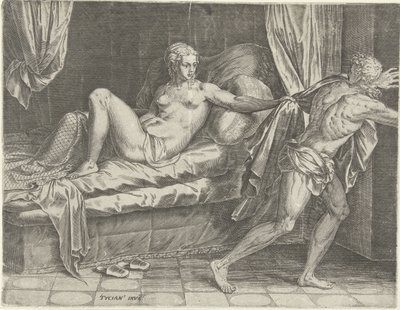 A esposa de José e Potifar de Cornelis Cort