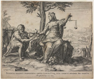 Justiça recompensa labuta, 1566 de Cornelis Cort
