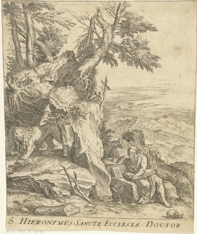 Paisagem com leitura de Hieronymus de Cornelis Cort