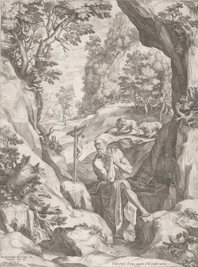 São Jerônimo Penitente no Deserto, 1573. de Cornelis Cort