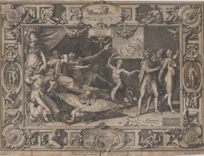 A Calúnia de Apeles, 1602. de Cornelis Cort