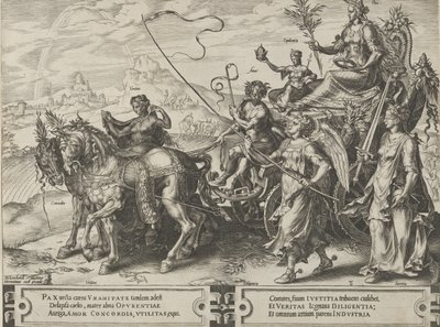 O Triunfo da Paz, de O Ciclo das Vicissitudes dos Assuntos Humanos, placa 8, 1564. de Cornelis Cort
