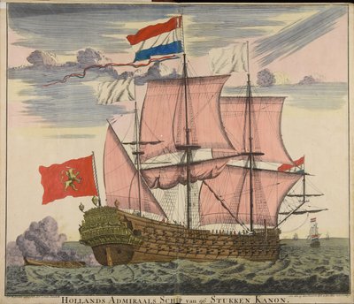 Navio do almirante holandês com 96 peças de canhão de Cornelis Danckerts