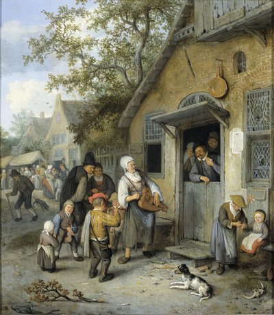 País Kermis (óleo sobre painel) de Cornelis Dusart