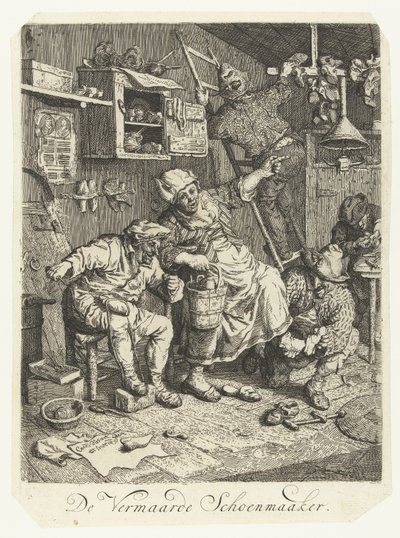 O renomado sapateiro O famoso sapateiro (título no objeto) de Cornelis Dusart