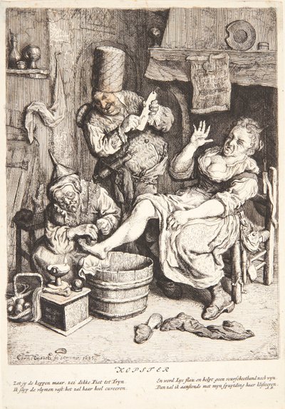 Mulher tratada com ventosas de Cornelis Dusart