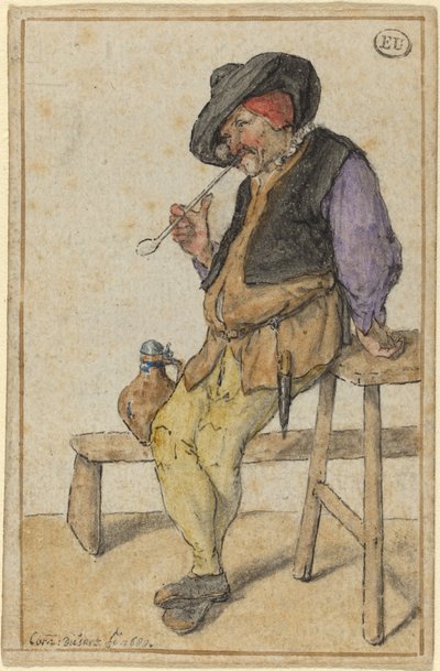 Camponês fumante de Cornelis Dusart