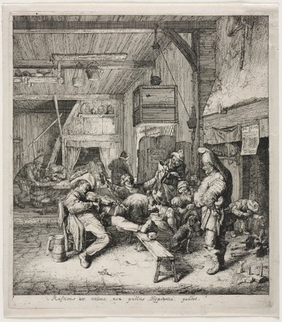 Violinista sentado na pousada de Cornelis Dusart