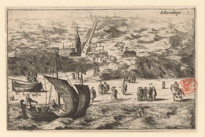 Vista de Scheveningen a partir do mar
Schevelinge (título sobre o objecto) de Cornelis Elandts