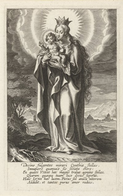 Maria coroada com o filho de Cornelis Galle (I)