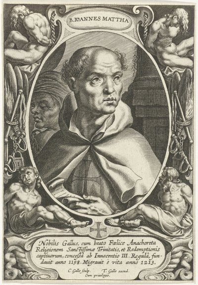 H. João de Matha
B. Ioannes Mattha (título sobre o objecto)
Fundadores de ordens religiosas (título da série) de Cornelis Galle (I)