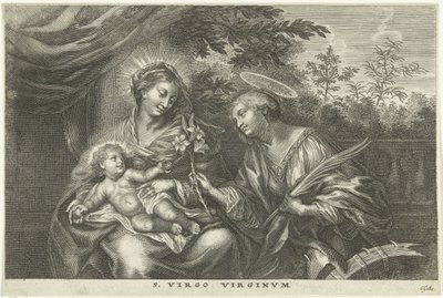 Maria com o Menino e Santa Catarina de Alexandria S. Virgo Virginvm (título no objeto) de Cornelis Galle (I)