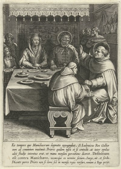 Thomas na corte do rei Luís da França A Vida de São Tomás de Aquino (título da série) de Cornelis Galle (I)