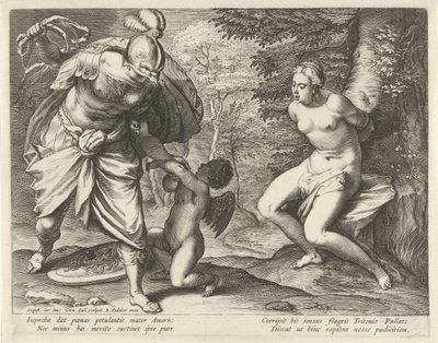 Vénus amarrado a uma árvore e Amor castigado por Minerva de Cornelis Galle (I)