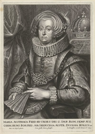 Retrato de Maria Ana da Áustria, esposa do Imperador Fernando III de Cornelis Galle (II)