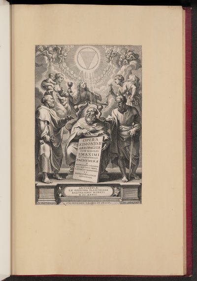 Página de rosto para "Ópera de S. Dionísio, o Areopagita" de Balthasar Cordier de Cornelis Galle I after Sir Peter Paul Rubens