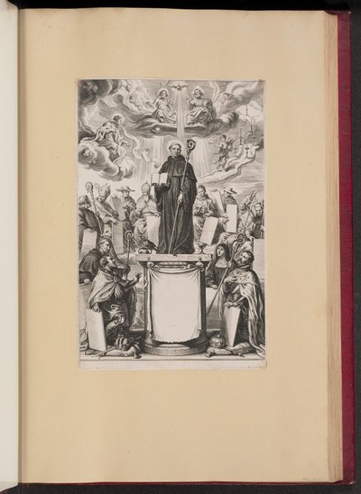 Página de rosto para S. Benedictus Illvstratvs de Dommo Benedicto Haeftano de Cornelis Galle I after Sir Peter Paul Rubens