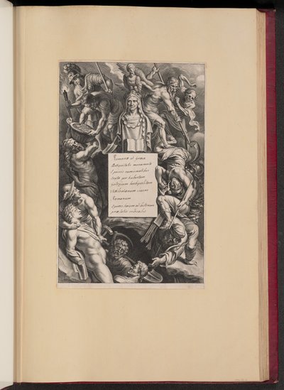 Página de rosto para Hubert Goltzius, Romanae et Graecae Antiqvitatis Monvmenta (Opera Omnia, I) de Cornelis Galle I after Sir Peter Paul Rubens