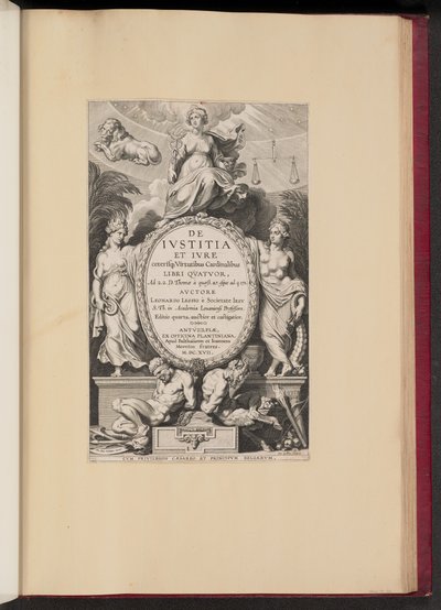 Página de rosto para Leonard Lessius, De Ivstitia et Ivre... de Cornelis Galle I after Sir Peter Paul Rubens