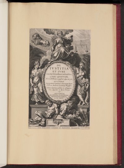 Página de rosto para Leonard Lessius, De Ivstitia et Ivre de Cornelis Galle I after Sir Peter Paul Rubens