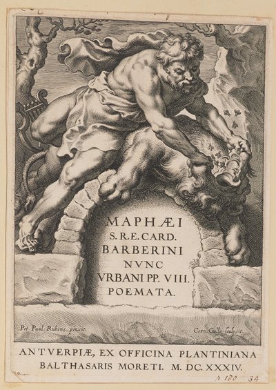 Página de título para Maffeo Barbarian, Poemas de Cornelis Galle I after Sir Peter Paul Rubens