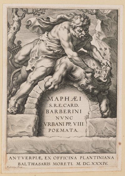 Página de título para Maffeo Barbarian, Poemas de Cornelis Galle I after Sir Peter Paul Rubens