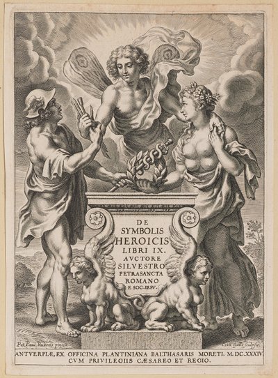 Página de rosto para Sylvester Pietrasanta, Os símbolos heróicos de Cornelis Galle I after Sir Peter Paul Rubens