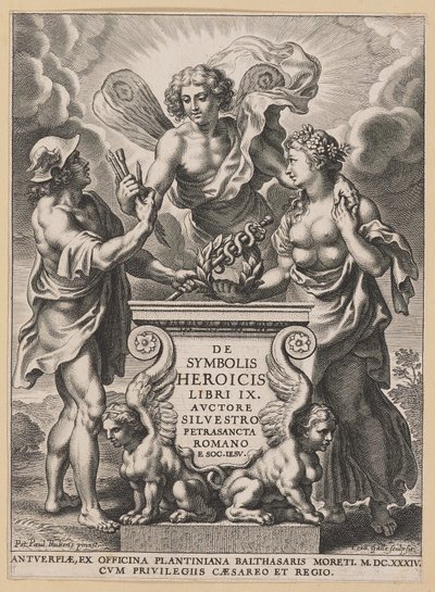 Página de rosto para Sylvester Pietrasanta, Os símbolos heróicos de Cornelis Galle I after Sir Peter Paul Rubens