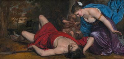 Vénus e Cupido lamentando a morte de Adónis. de Cornelis Holsteyn