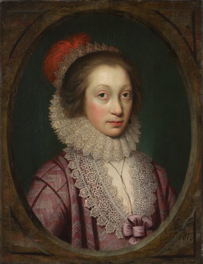 Retrato de uma mulher, possivelmente Elizabeth Boothby, 1619. de Cornelis Jonson