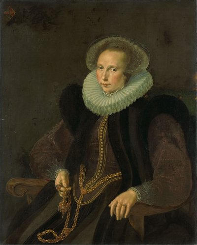 Holandês: Griete Jacobsdr van Rhijn (1585-1652). Esposa de Jacob Cornelisz Banjaert, chamado van Neck Retrato de Griete Jacobsdr van Rhijn (1585-1652). Esposa de Jacob Cornelisz Banjaert, chamado van Neck de Cornelis Ketel