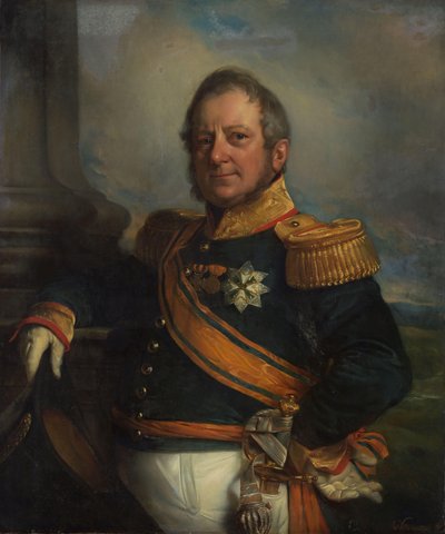 Retrato de Hendrik Merkus, Barão de Kock, Comandante do Exército e depois de 1826 Tenente-Governador-Geral das Índias Orientais Holandesas de Cornelis Kruseman