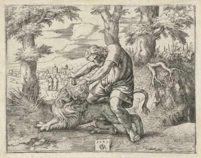 Sansão mata o leão História de Sansão (título da série) de Cornelis Massijs