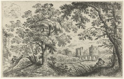 Paisagem com um pescador de Cornelis Matthieu