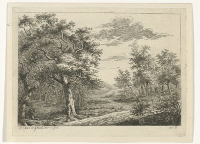 Paisagem com figuras e gado Paisagens com gado (título da série) de Cornelis Ouboter van der Griendt