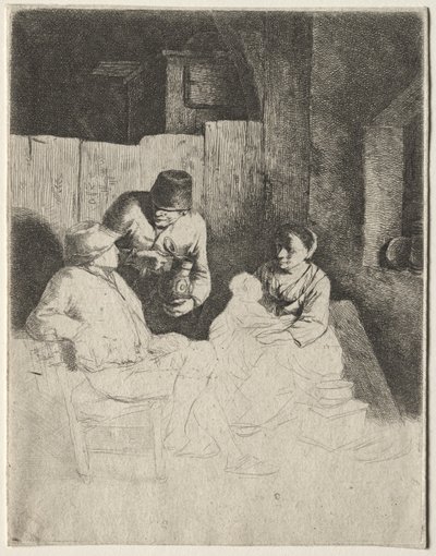 A mãe sentada em uma pousada, em meados do século XVII. de Cornelis Pietersz Bega