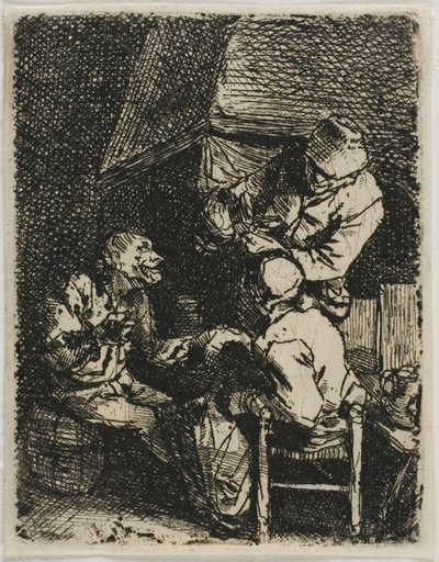 Três camponeses junto a uma lareira de Cornelis Pietersz. Bega