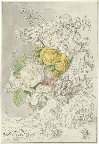 arranjo de flores de Cornelis Ploos van Amstel (signed by artist)