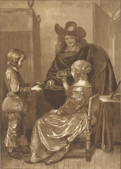 Senhor e senhora com página de Cornelis Ploos van Amstel (signed by artist)