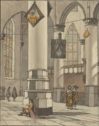 Kerkinterieur de Cornelis Ploos van Amstel (signed by artist)