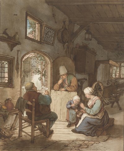 Leitor de jornais no interior de Cornelis Ploos van Amstel (signed by artist)