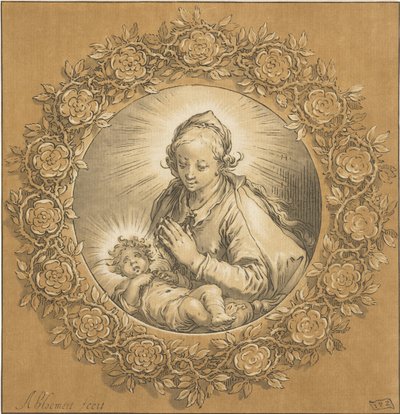 Maria com o Menino Jesus A Virgem Maria e o Menino Jesus de Cornelis Ploos van Amstel (signed by artist)